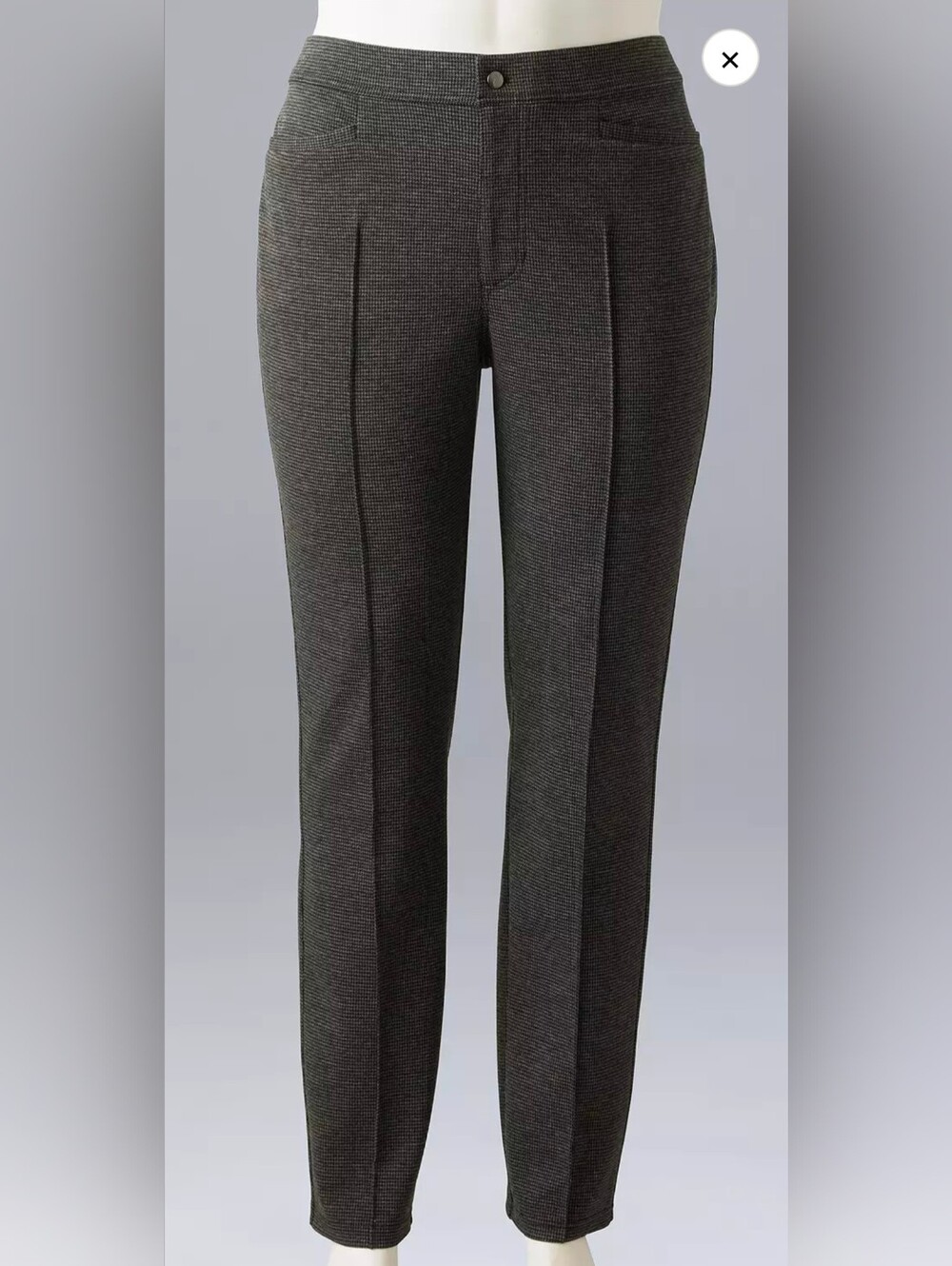 grey houndtooth or micro-check mid-rise pintuck pants by Simply Vera Vera Wang.
